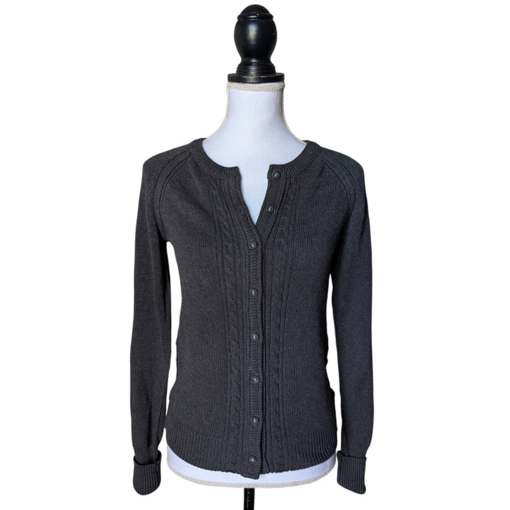 Vintage Y2K American Eagle Charcoal Gray Button Front Cardigan Sweater Medium